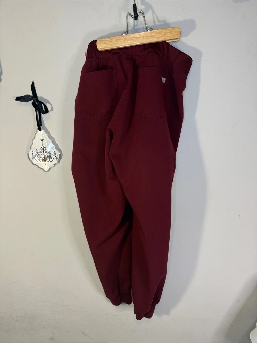 Figs Burgundy Joggers with Gray Drawstrings size M/P